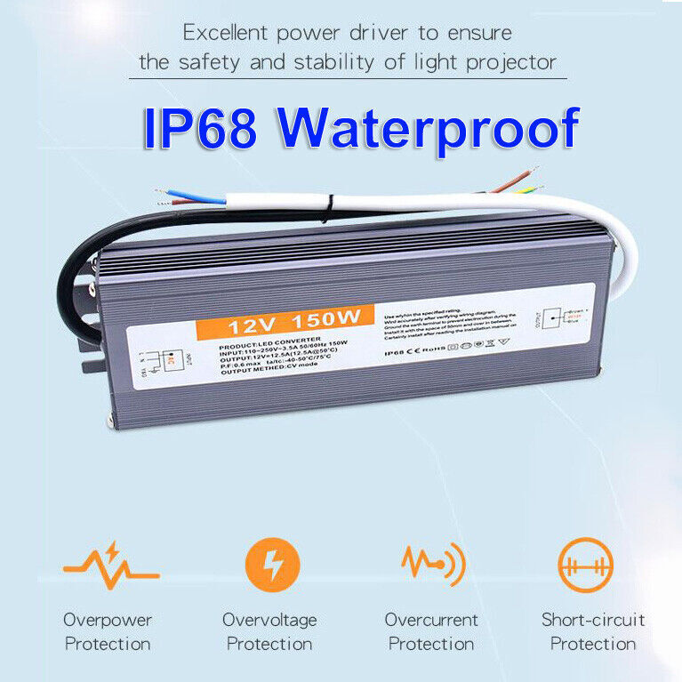 AC to DC 12V/24V LED Driver Outdoor Waterproof Transformer Power Supply Adapter