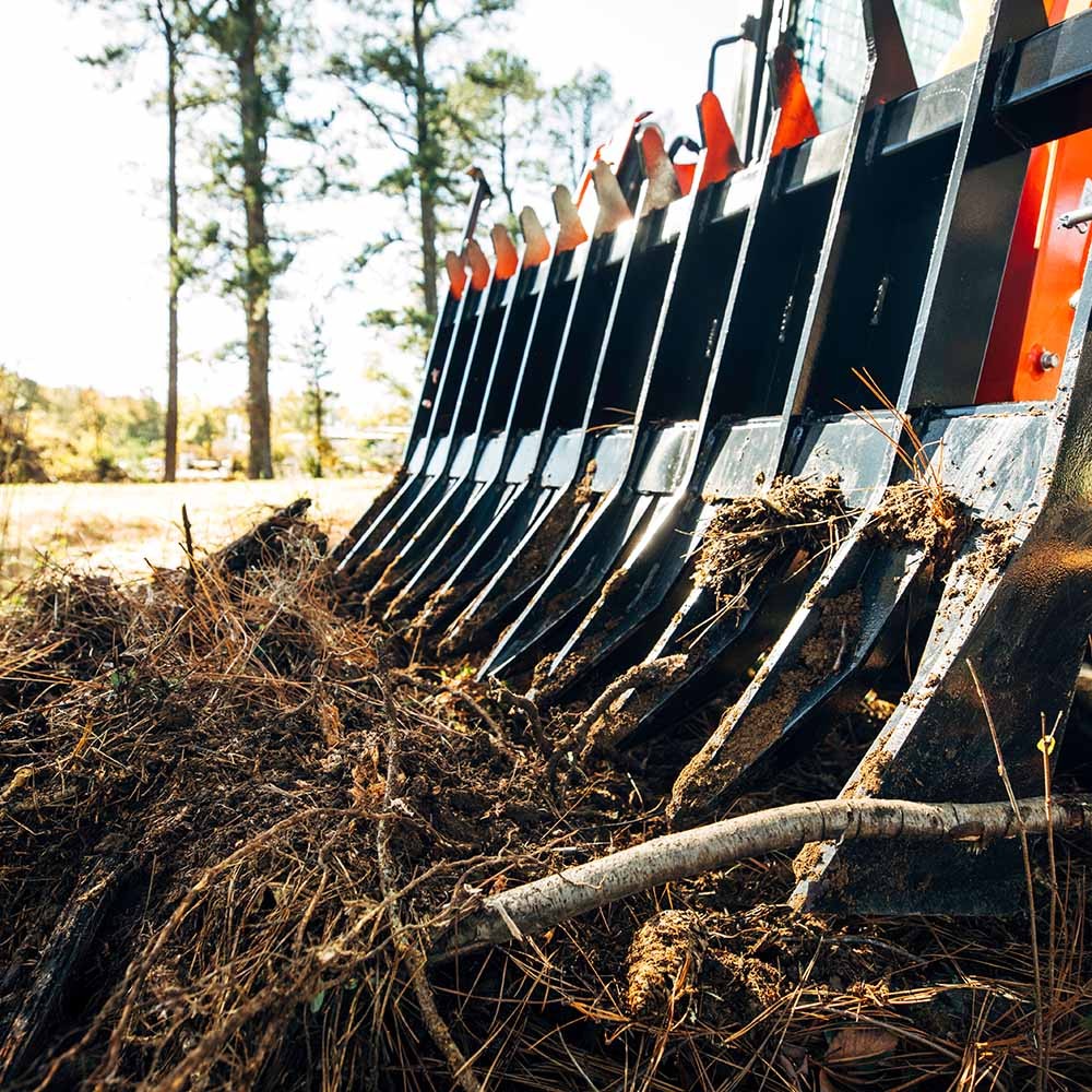 Titan Attachments Skid Steer Root Rake Attachment 84in Wide, Quick Tach