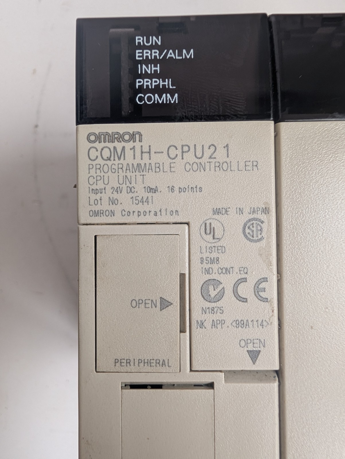 OMRON CQM1H-CPU21 PLC CPU Unit 24VDC 16-Point Input w/ Output Module