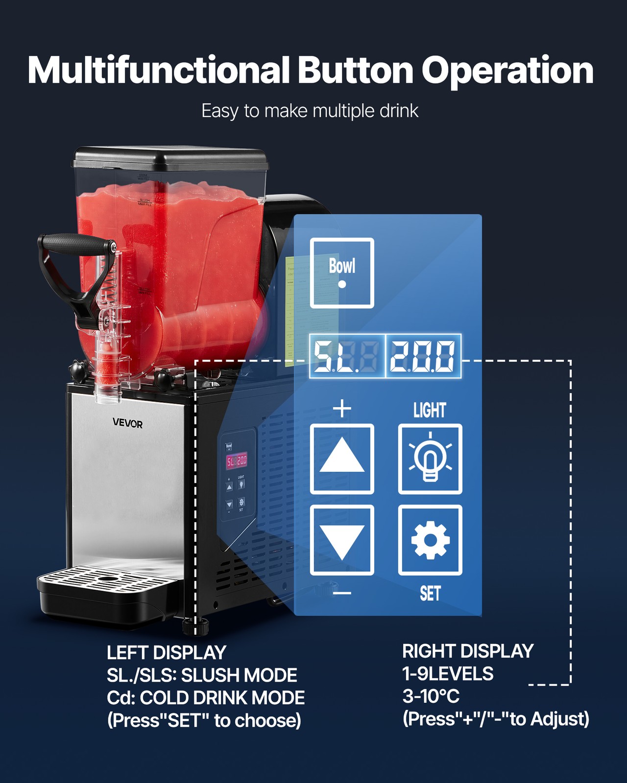 VEVOR Slushie Machine 6L/1.6 GAL No Ice Needed Frozen Drink Maker Single Tank