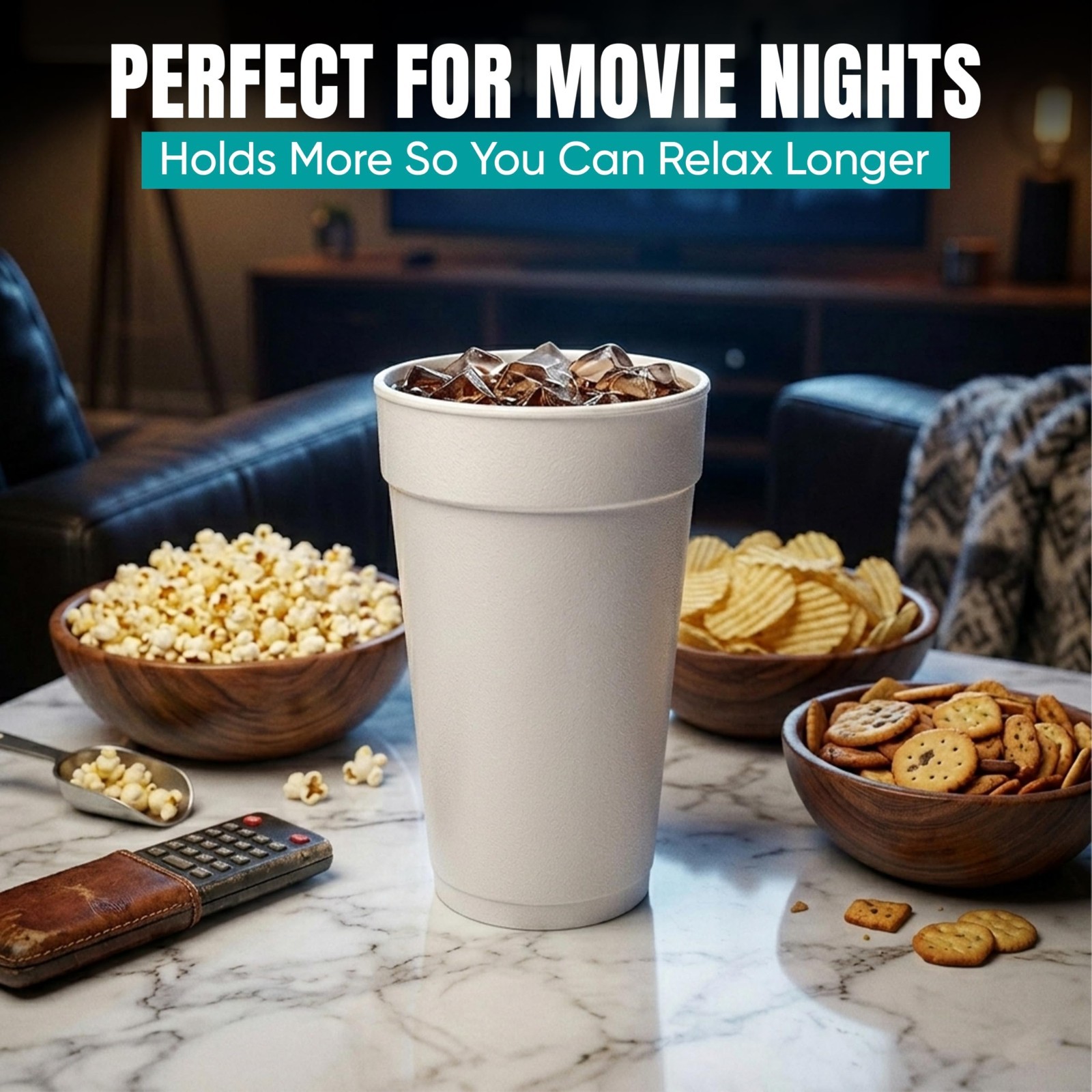 20 oz Insulated Foam Cups – 100 Pack, Durable Disposable Hot & Cold Beverage Cup