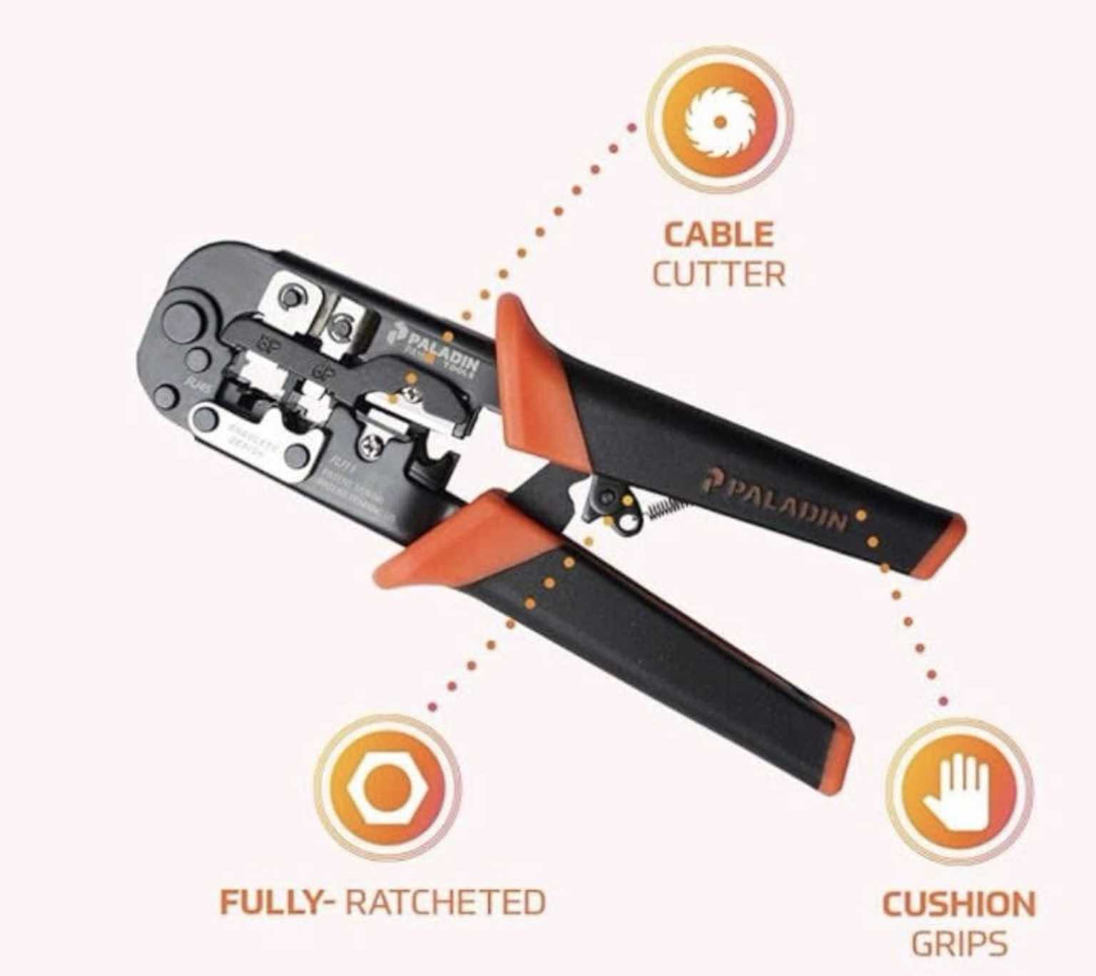 Paladin Tool All in One Data Tool Crimper Cat5 Cat5E Cat6 RJ45 RJ11 RJ12 RJ22