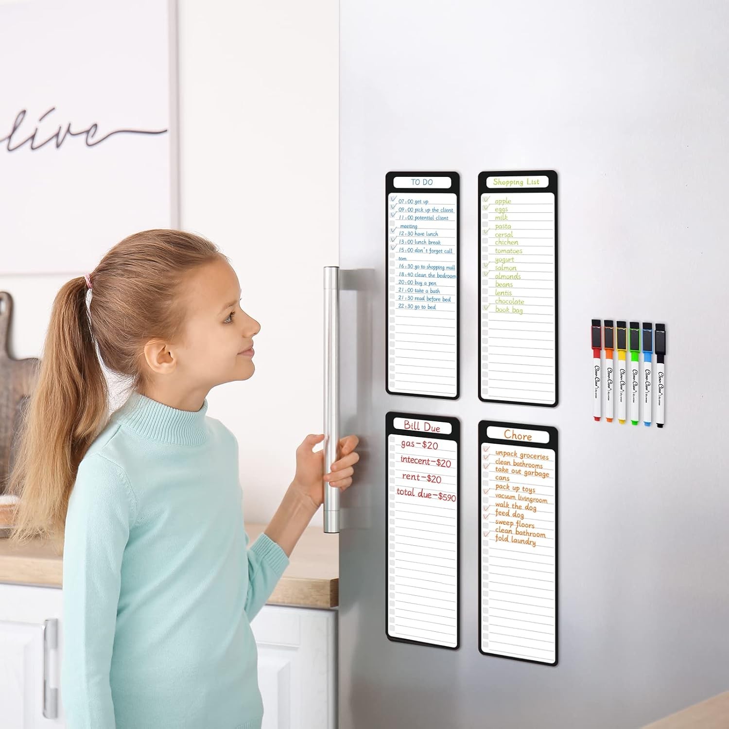Magnetic Dry Erase List Board – 4″x12″ Multifunctional List Board for Fridge – 6