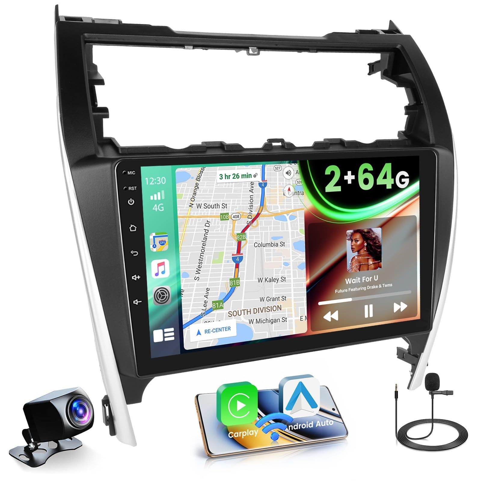 【2+64GB】 for Toyota Camry 2012 2013 2014 Android Car Stereo with W