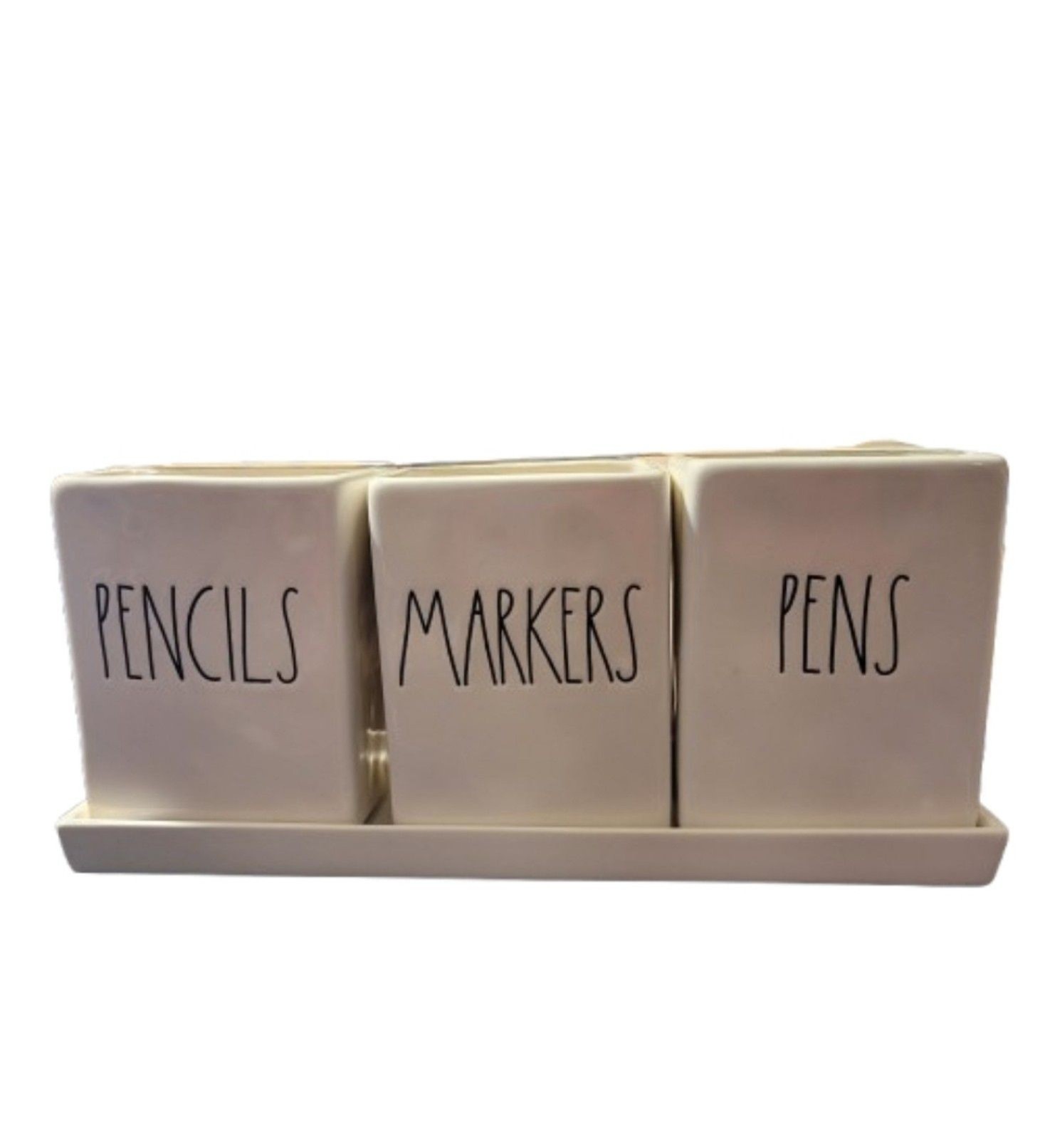 RAE DUNN Artisan collection ceramic Pencils, Marker & Pens square holders