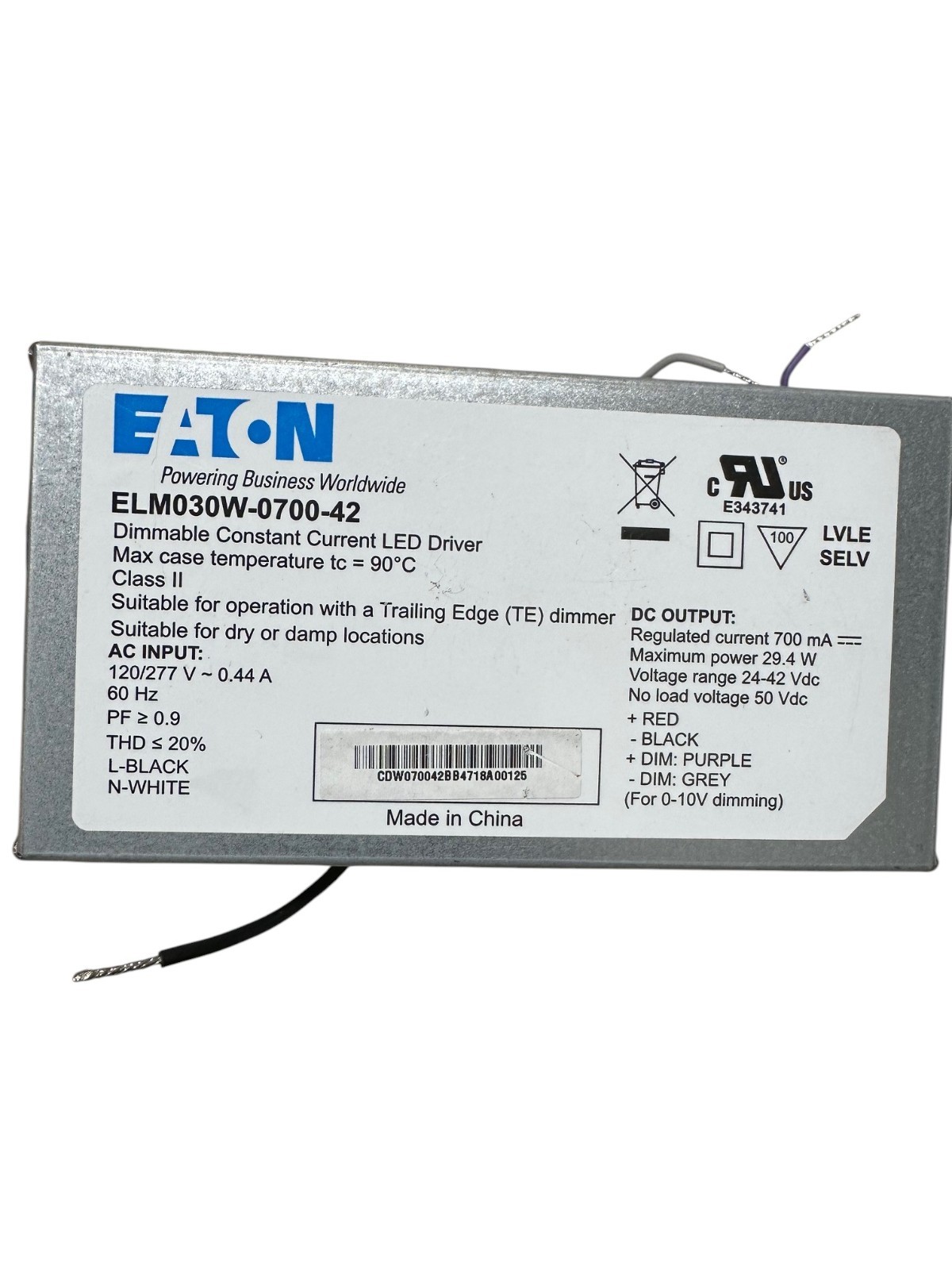 EATON ELM030W-0700-42 30W Constant Current LED Driver 🔥 Fast Shipping 🔥