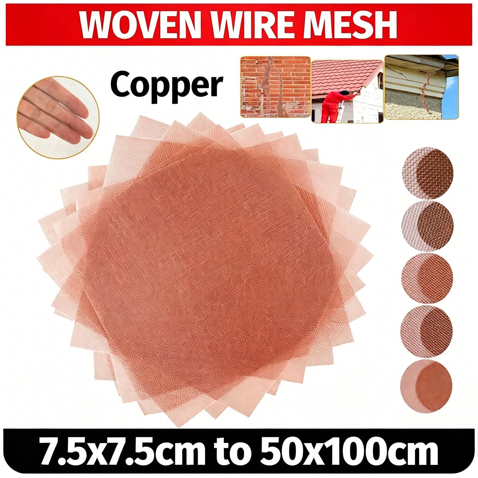 10-200 Mesh 99.9% Copper Screen Woven Mesh Screen Copper Mesh Cloth