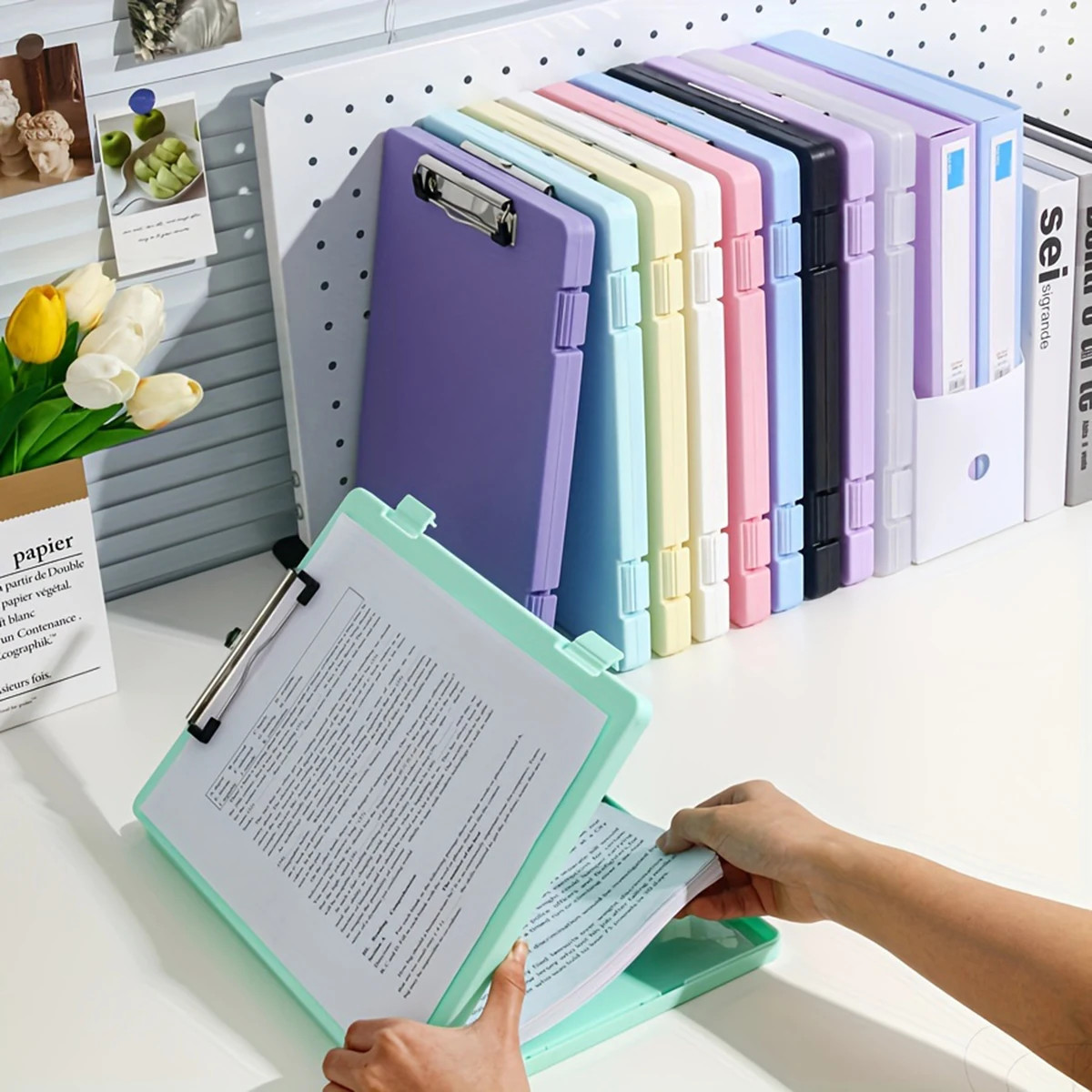 1Pc A4 Writing Board File Box, 2-In-1 A4 Document and Photo Multifunctional Stor