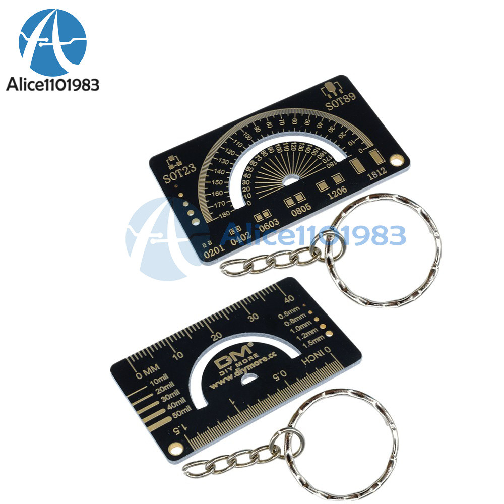 4CM Multifunctional FR4 PCB Ruler Measuring Tool Angle Measure Meter + Keychain