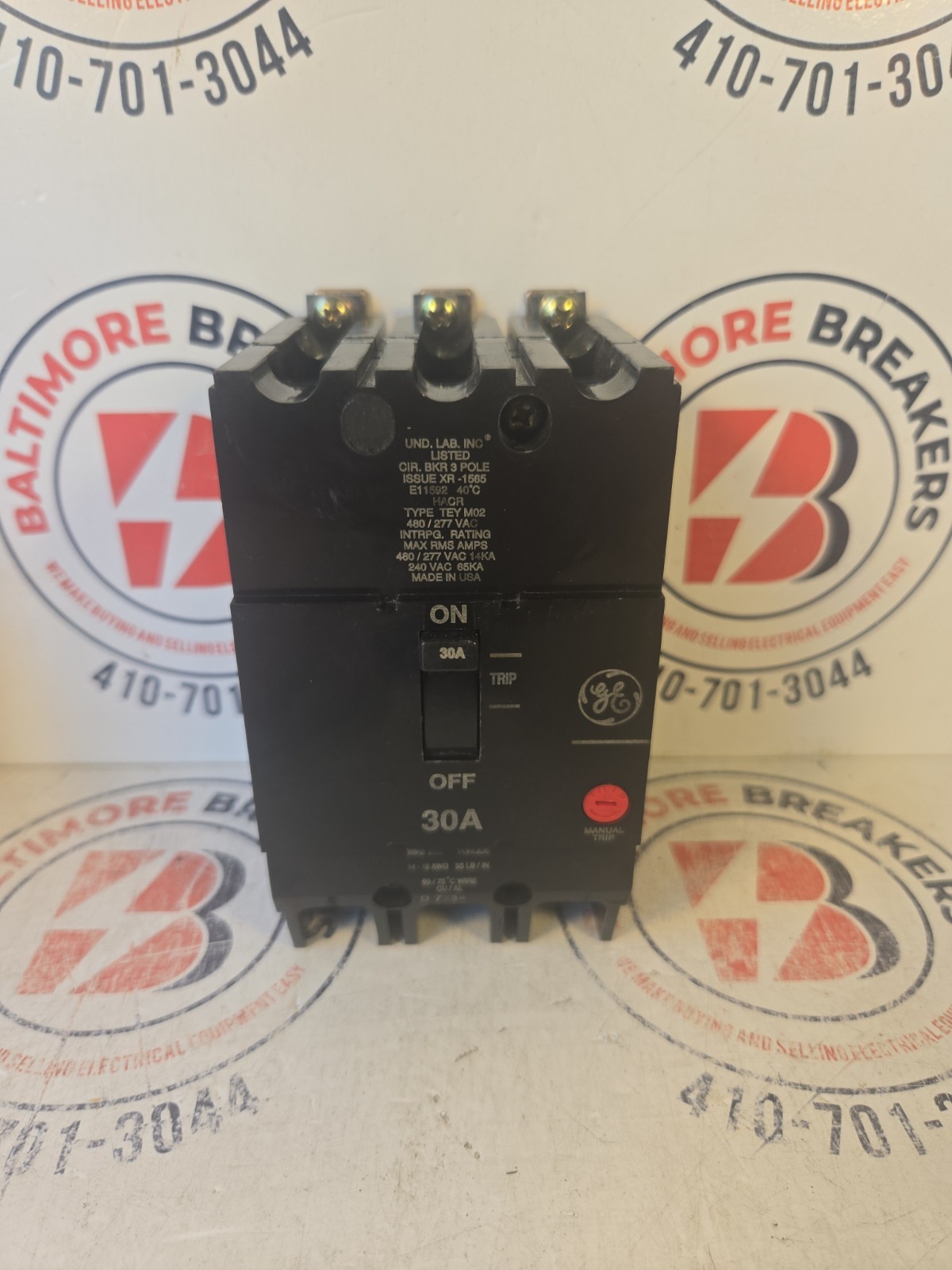 ✫REFURBISHED✫ General Electric TEY330 Bolt-On Circuit Breaker 30A 3P 277V D3