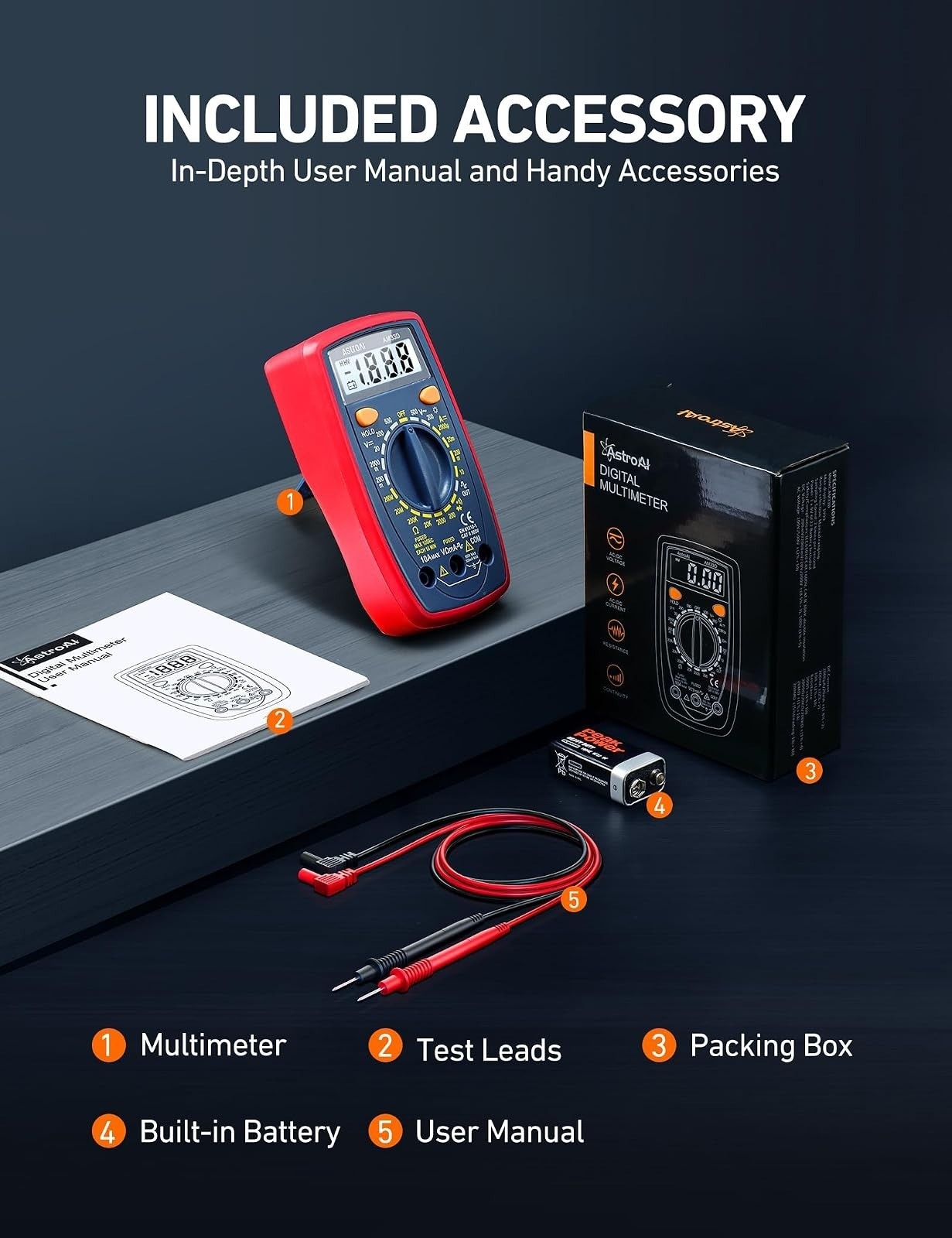 AstroAI Digital Multimeter 2000 Counts AC/DC Voltage Tester
