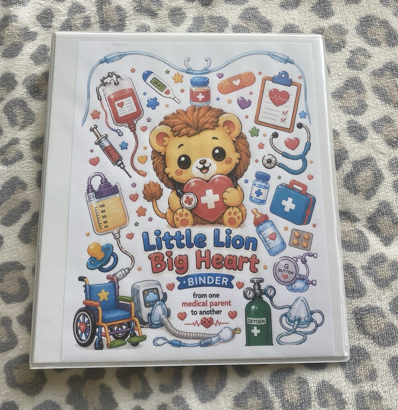 Little Lion Big Heart Daily Use Medical Organizer 1in 3-Ring Binder w/ Tabs