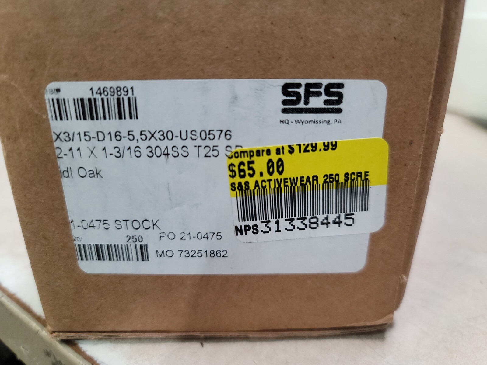 (250) SFS Intec 304SS T25 SD Oak TEK Pole Barn Self Tapping Dome Head Screws