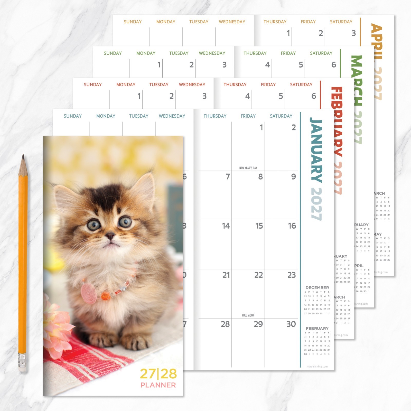 2027-2028 Kitten Small Monthly Pocket Planner