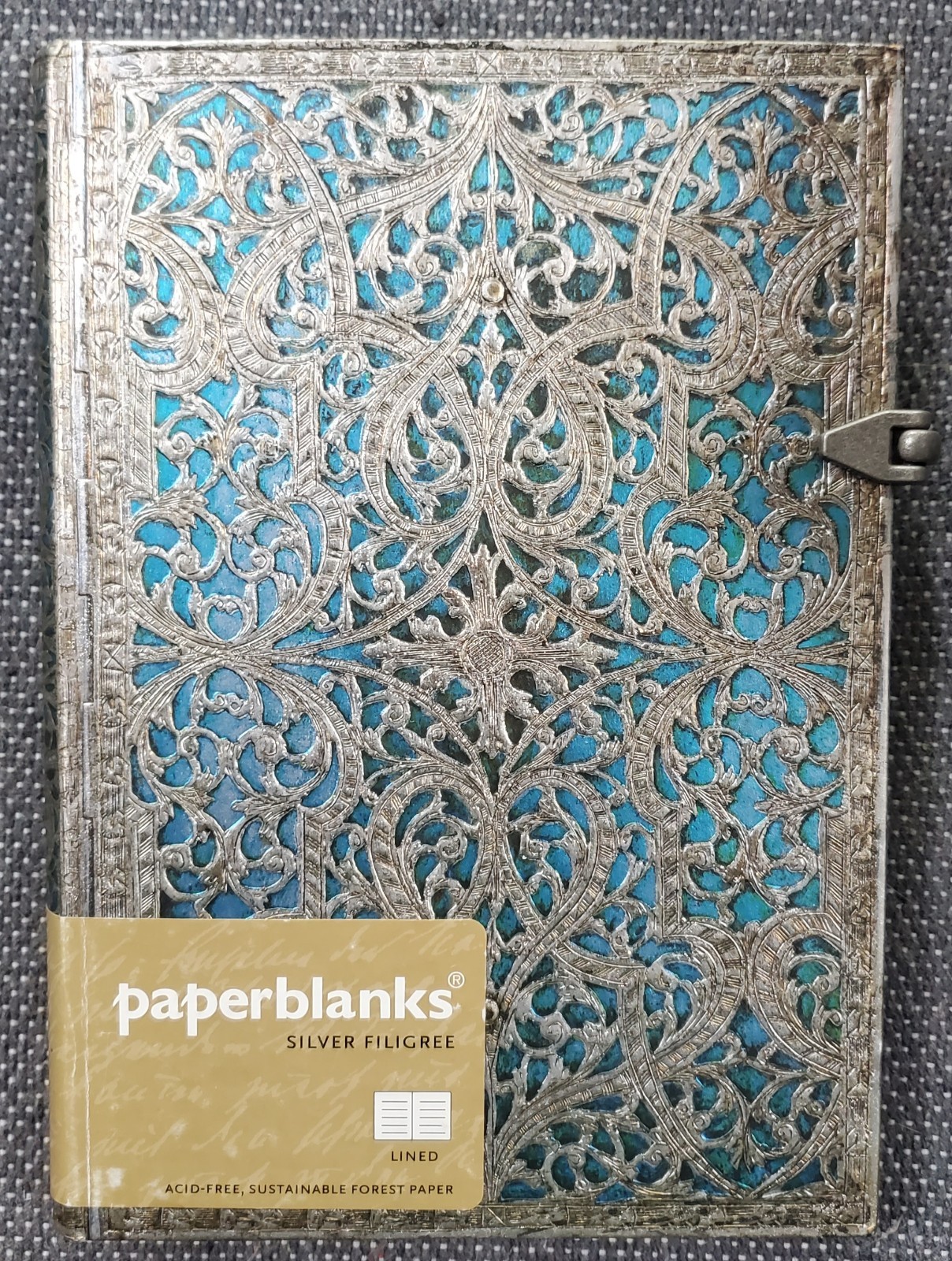 New Paperblanks Silver Filigree Maya Blue Journal Diary Midi 7×5″