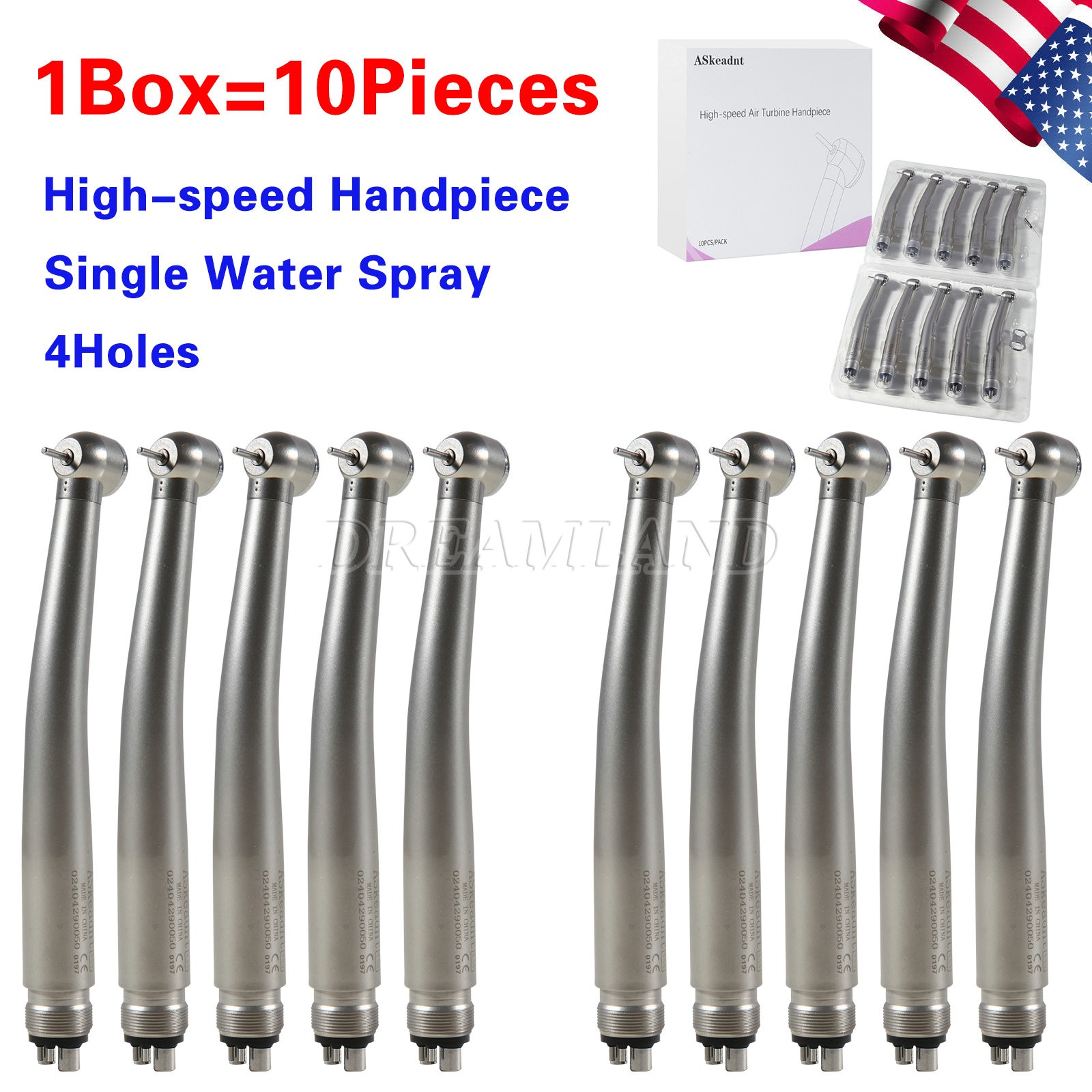 10 Pcs ADA4 NSK PANA MAX Style Dental High Speed Turbine Handpiece Push 4Hole