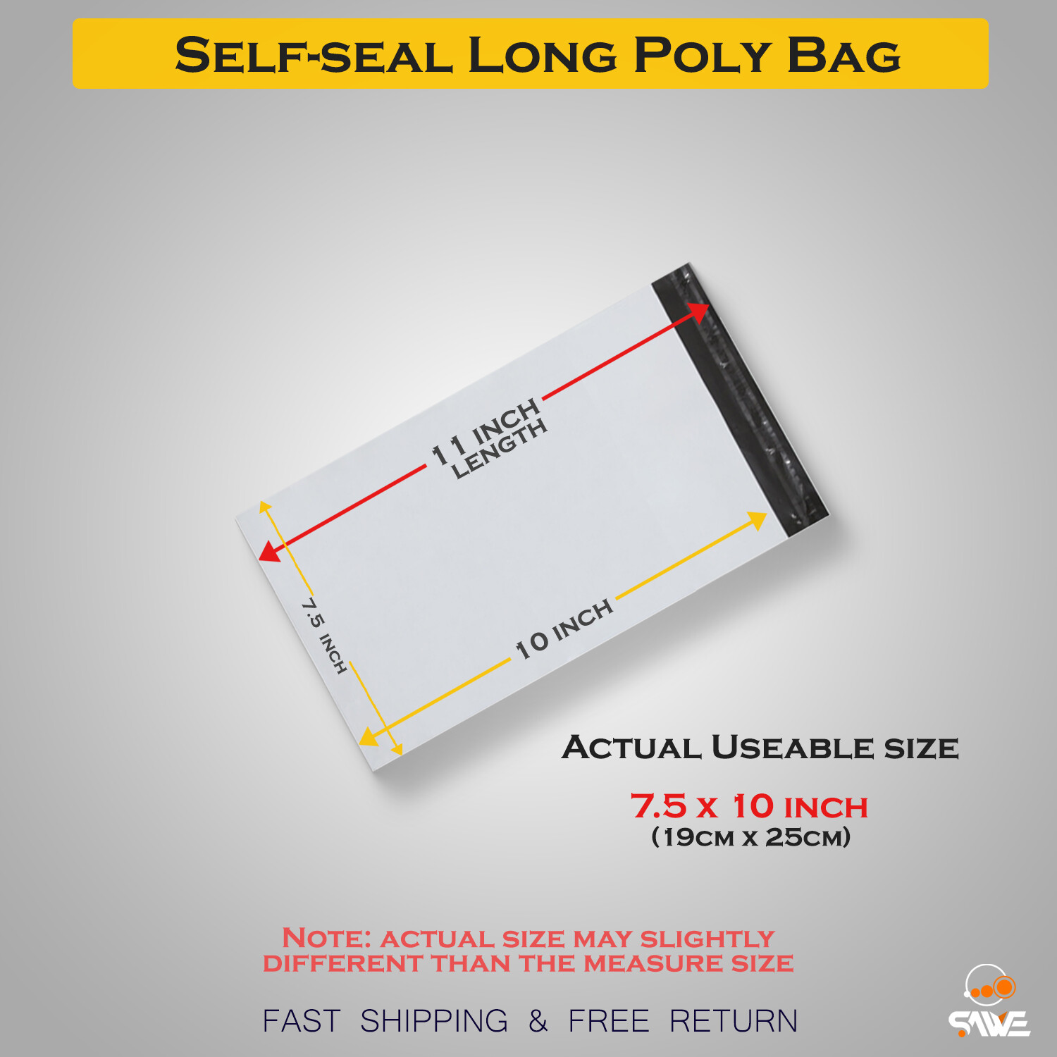 100 x Poly Mailers 7.5 x 10 White Plastic Shipping Bags Envelopes, Self Seal