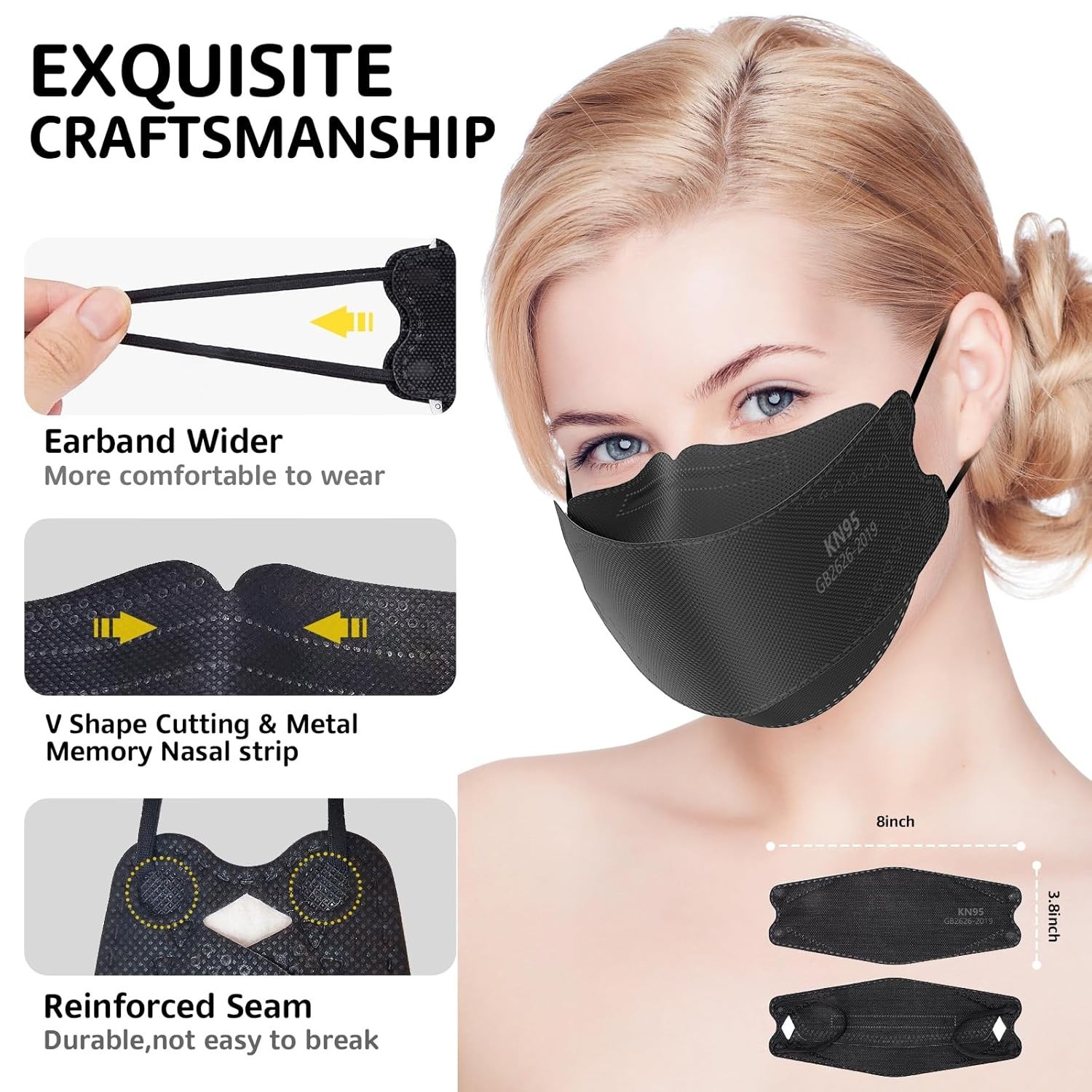 50-Pack Black KN95 Face Masks – Superior Protection & Comfort For All Scenarios