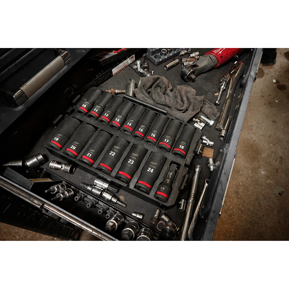 Milwaukee 49-66-6803 SHOCKWAVE 1/2” Impact Duty Socket MM PACKOUT Set – 16 PC