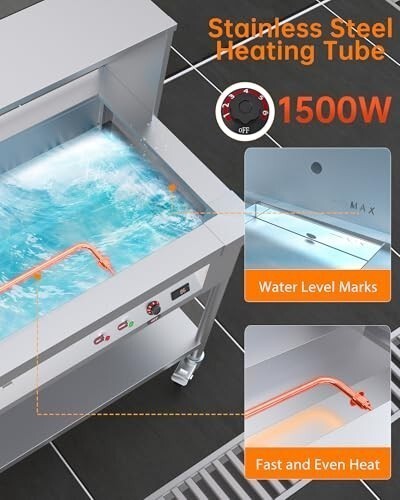 96QT Steam Table 12x8QT Electric Commercial Food Warmer 12 Pan with Wheel 1500W
