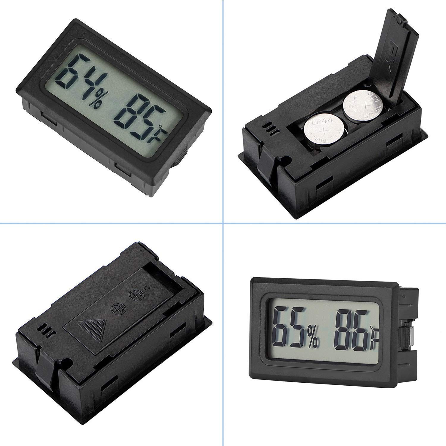 4-Pack Mini Digital Temperature Humidity Meters Gauge Indoor Black