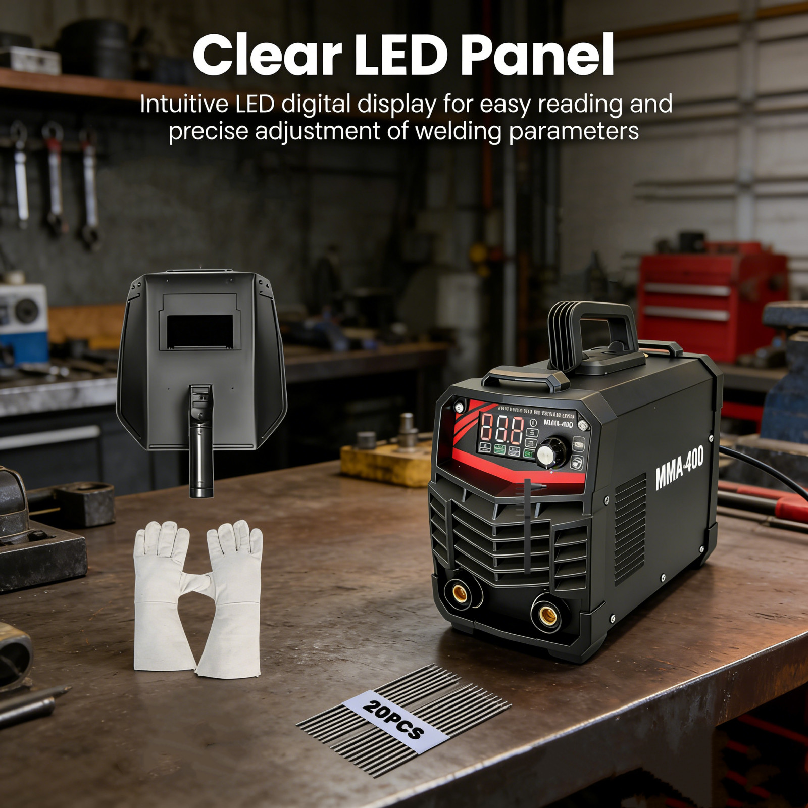 200A-MMA Stick Welder 110V/220V LED Portable Safe W/Gloves Mask and Electrodes