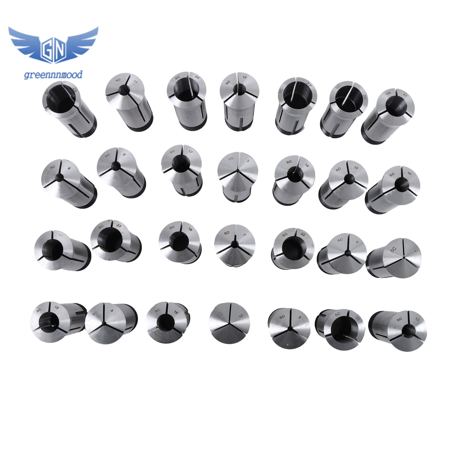 28 Pcs Precision Metric 5-C Collet Set with Rack 1mm TO 28mm 5C