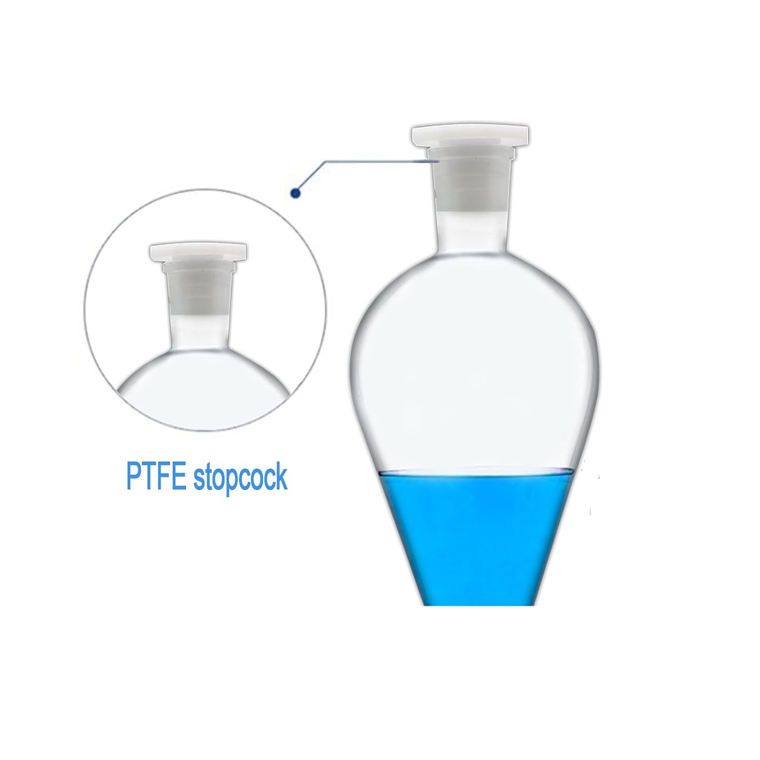 Borosilicate Glass 250ML Separating Funnel Heavy Wall Conical Separatory Funnel