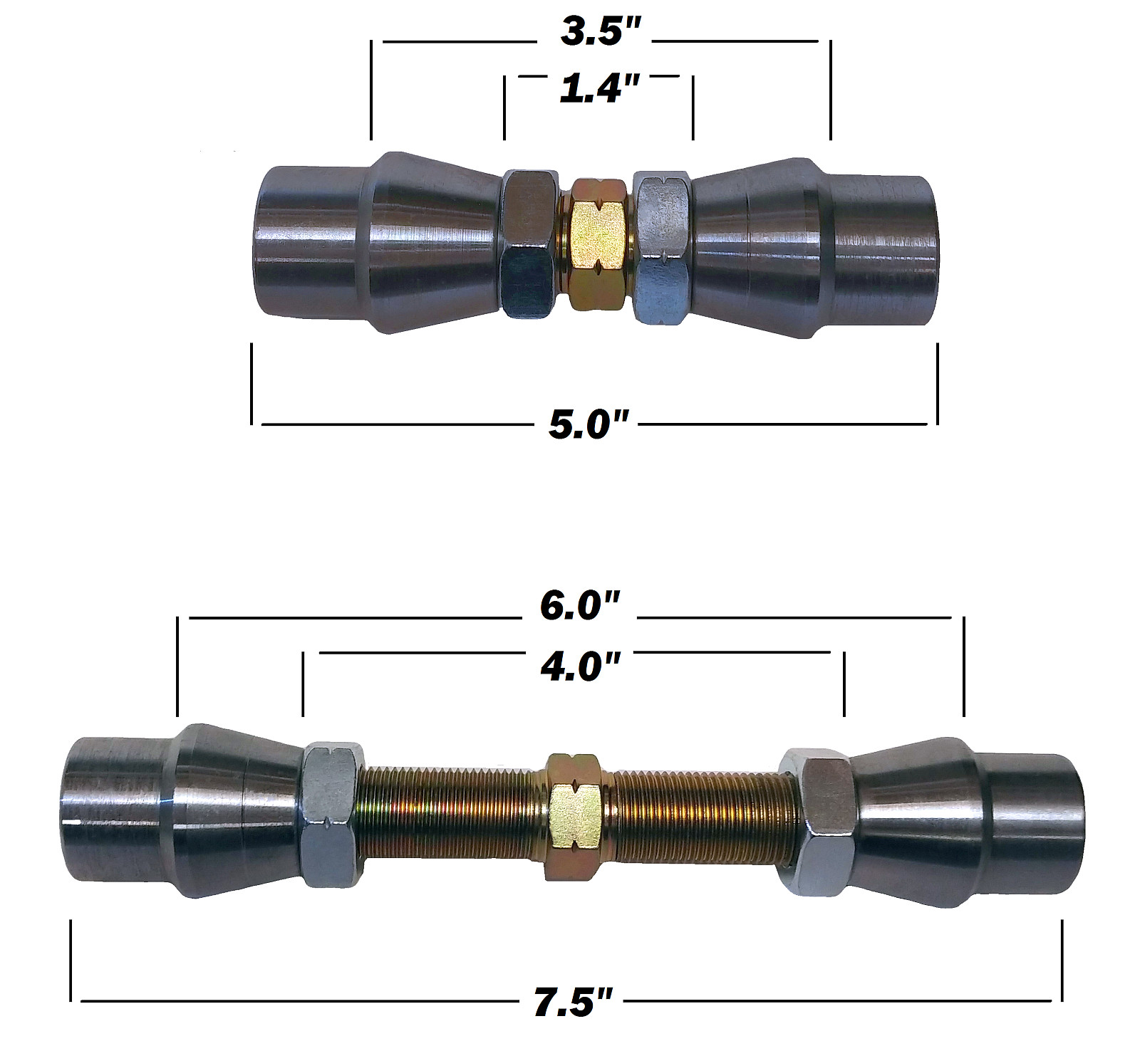 3/4 Adjustable Chromoly Turnbuckle Rod End Heim Joints (Fits 1-1/2 x .120 Tube)
