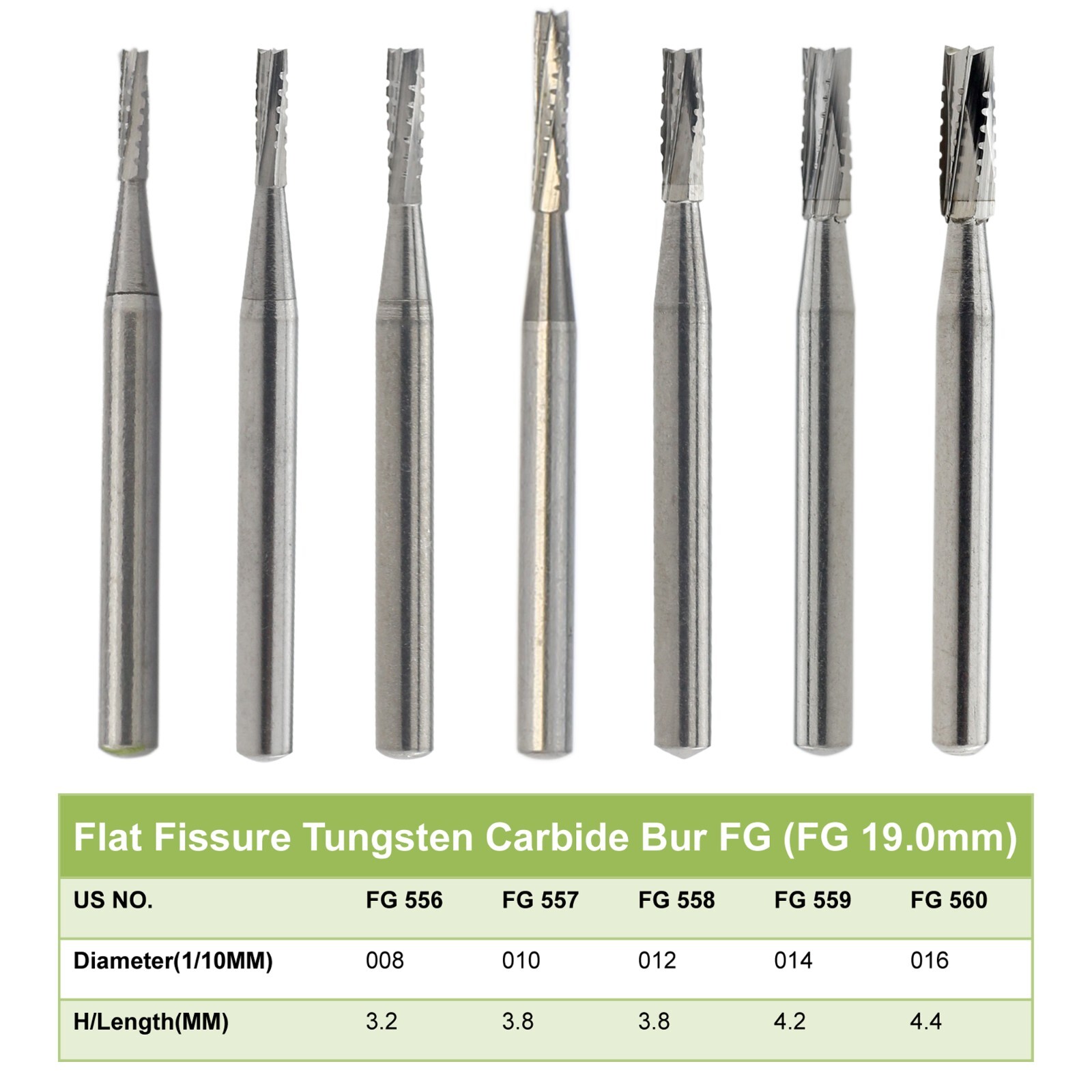 5pcs Prima Wave Dental Carbide Burs High Speed FG 19mm/Surgical FGOS SL 557 25mm