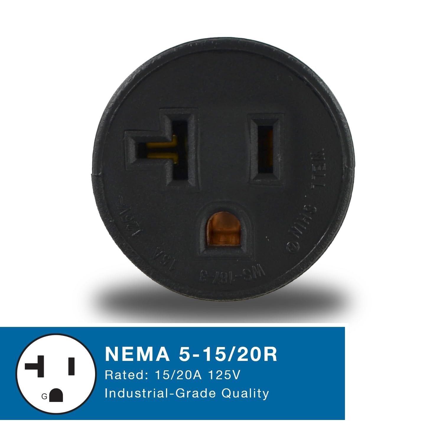 Conntek 3-30129(3-Pack) NEMA 5-15P to NEMA 5-15/20R Plug Adapter 15-Amp to 15…