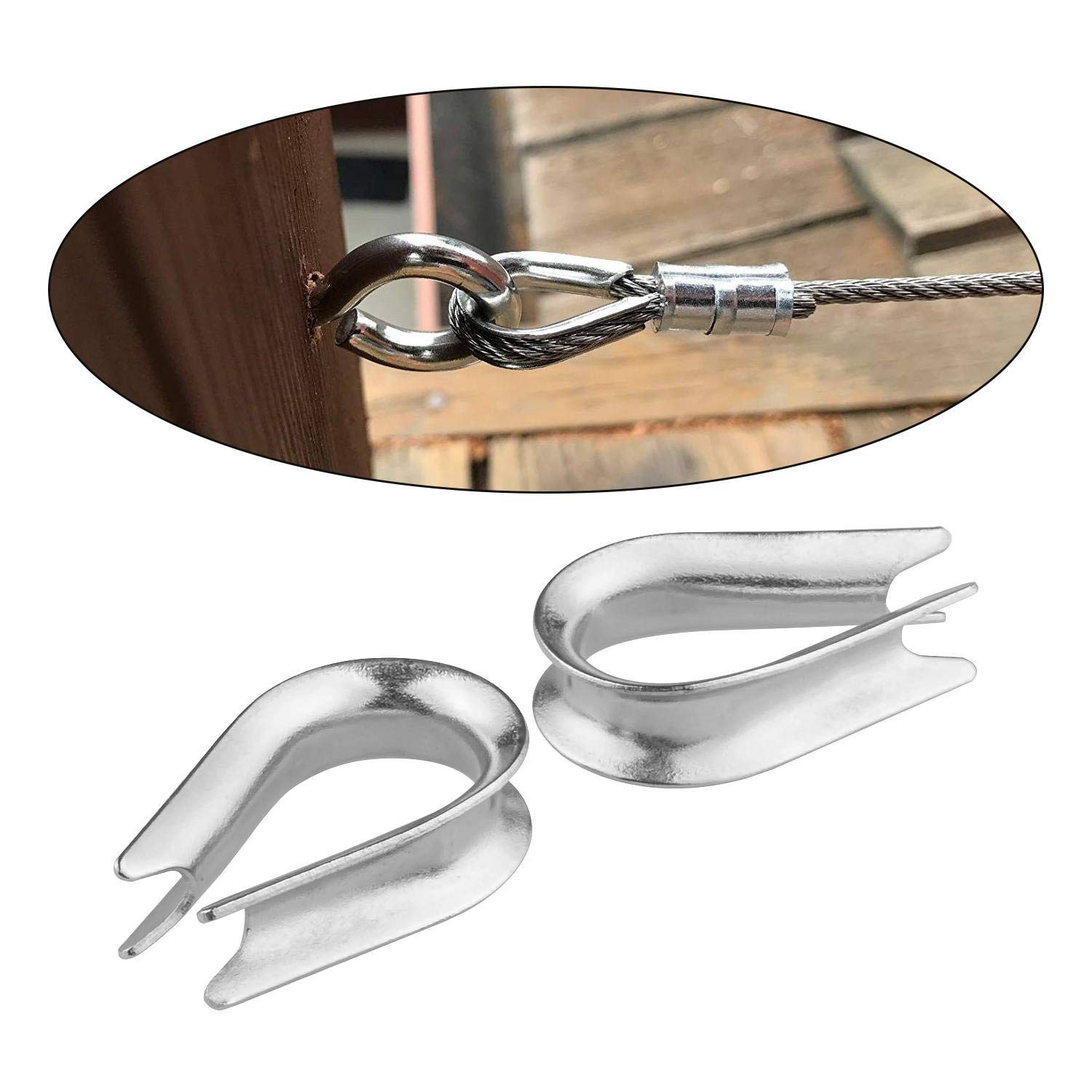 Cbtone 50 Pack M6 Stainless Steel Thimble For 1/4 Inch Diameter Wire Rope Cable
