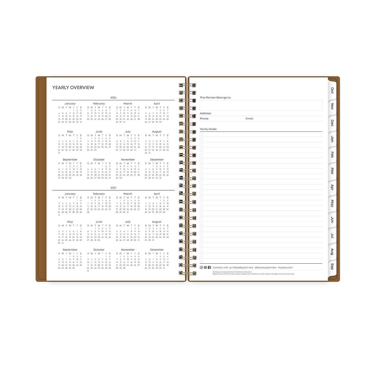 Blue Sky 2026 Weekly/Monthly 15 Months Planner and Notes 5.875″x8.625″