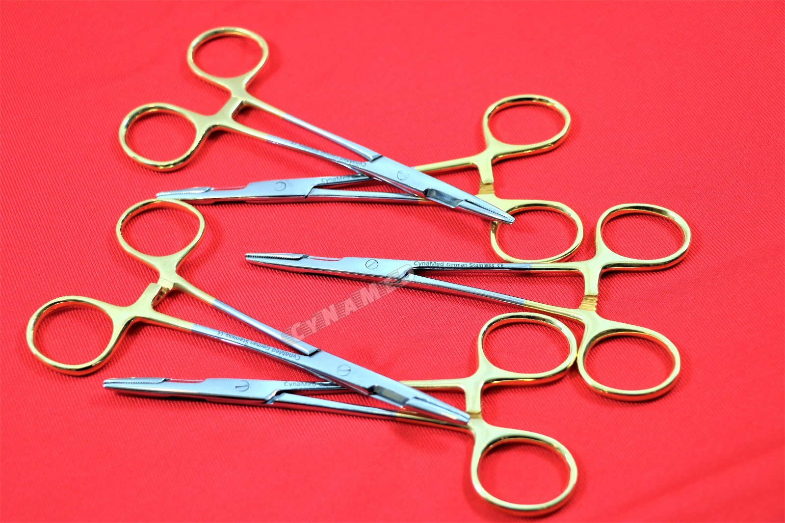 5 EA GOLD HANDLE GERMAN OLSEN HEGAR NEEDLE HOLDERS HEMOSTAT SCISSORS 6.5″ DENTAL