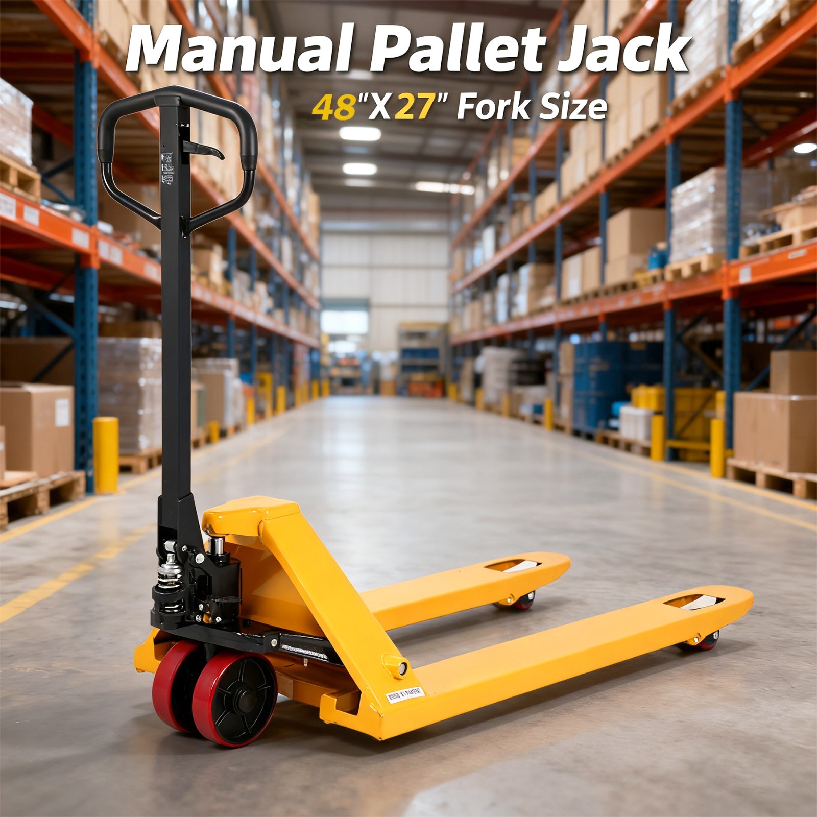 Manual Hand Pallet Jack Warehouse Material Lift Truck 5500lbs with 48″X27″ Fork