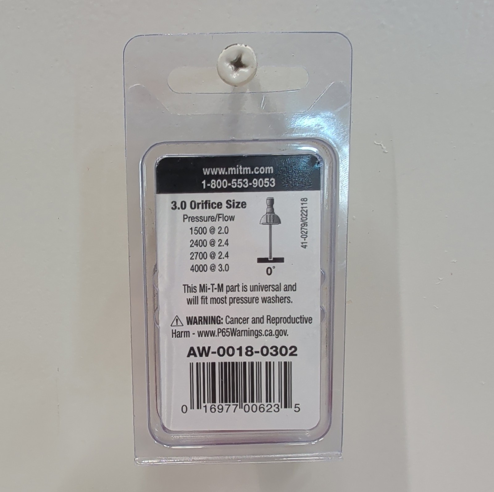 Mi‑T‑M AW‑0018‑0302 Quick Connect 3.0 Orifice Zero Degree High Pressure Nozzle