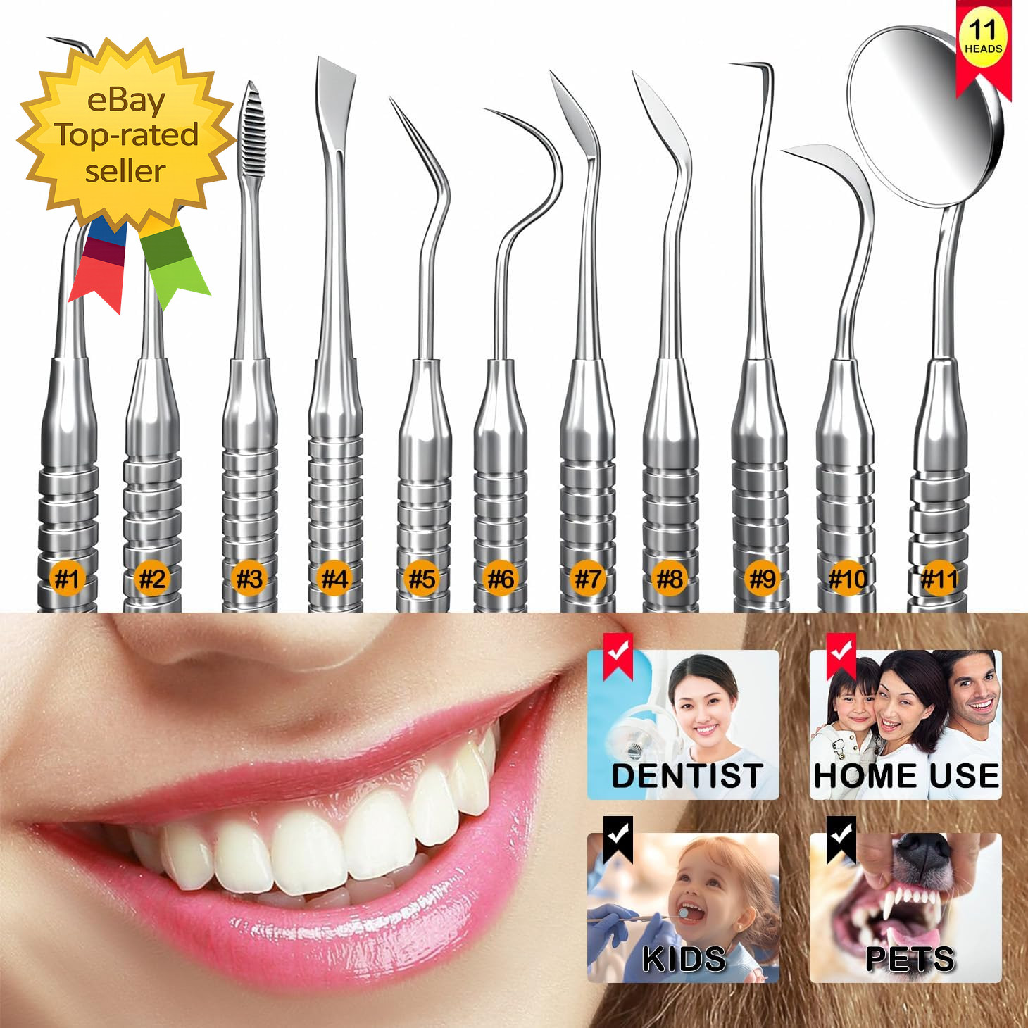 Dental Tools, Dental Pick for Teeth Cleaning, Stainless Steel Hygiene Kit