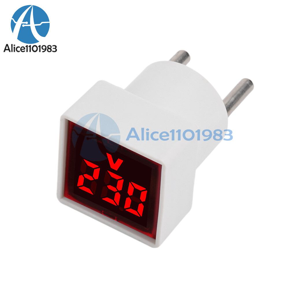 10pcs AC 220V EU Plug LED Digital AC Voltmeter Indicator Voltage Meter 50~500V