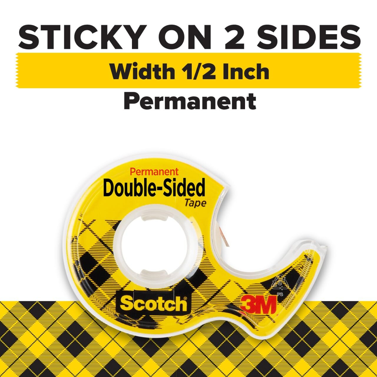 Scotch Double-Sided Tape, 1/2 in X 250 in (12.7 Mm X 6.35 M), 3