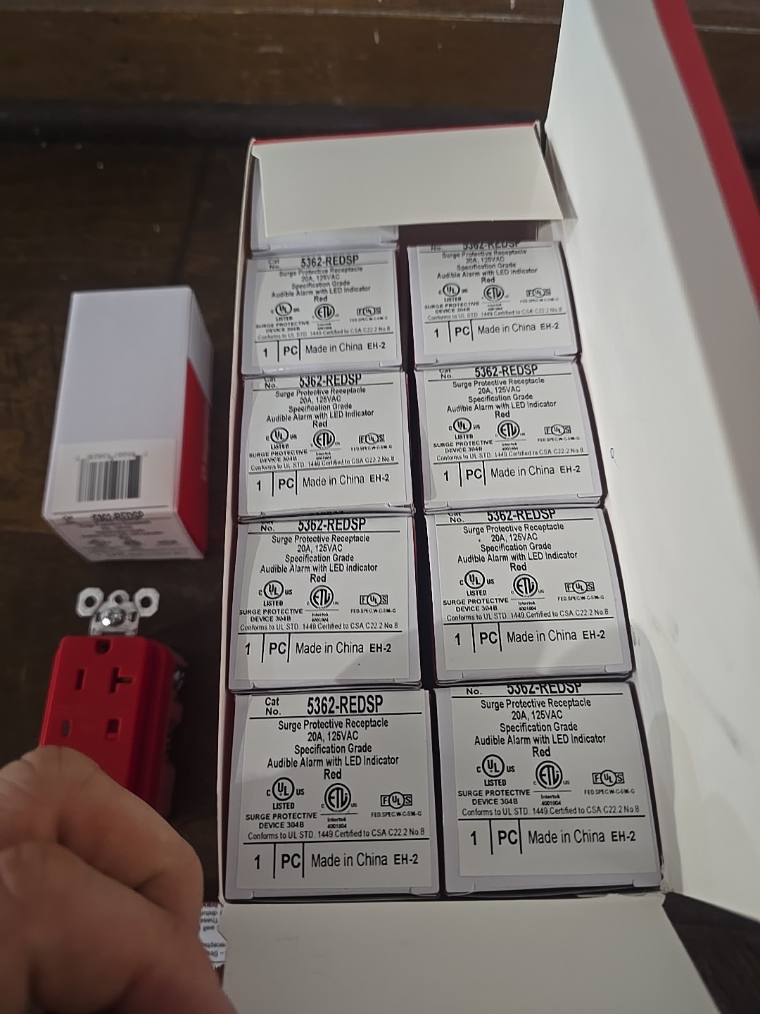 10x LEGRAND 5362-REDSP RED SURGE PROTECTIVE RECEPTACLE W/ALARM 20A 125V Lot