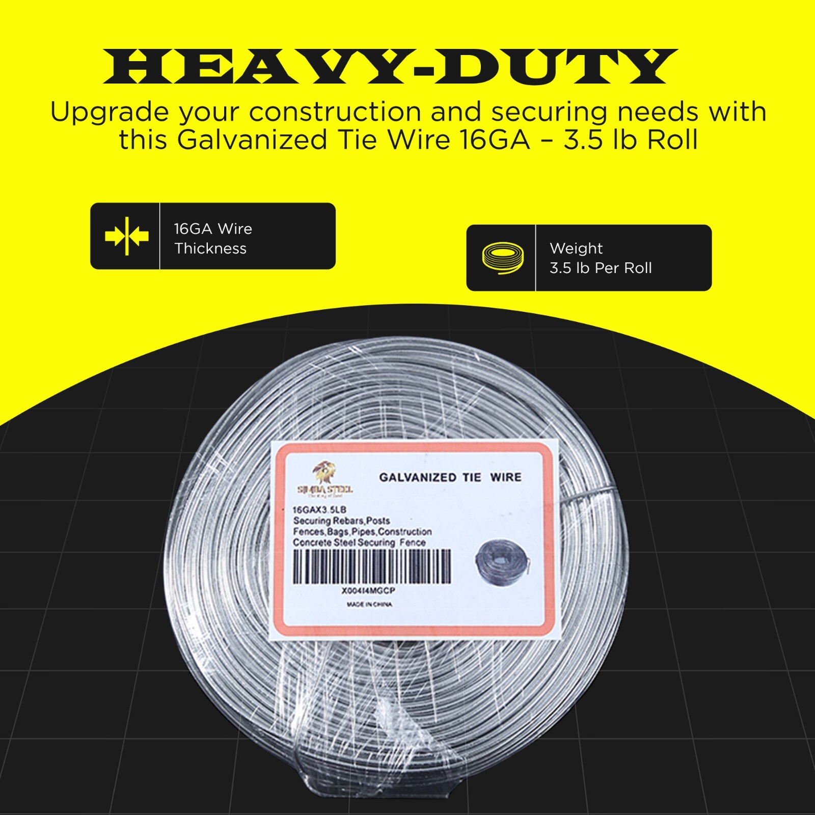 Galvanized Tie Wire, 16 Gage Soft Annealed, 3.5lb Rolls 1 – 100 Qty SIMBA STEEL