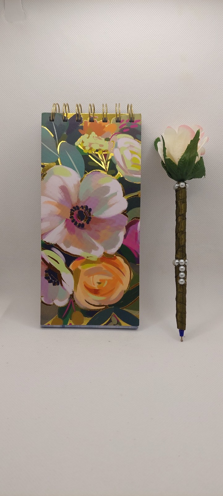 Pink &Green Rose Pen with Vertical Floral Journal by Punch Studio (J&P2) Set