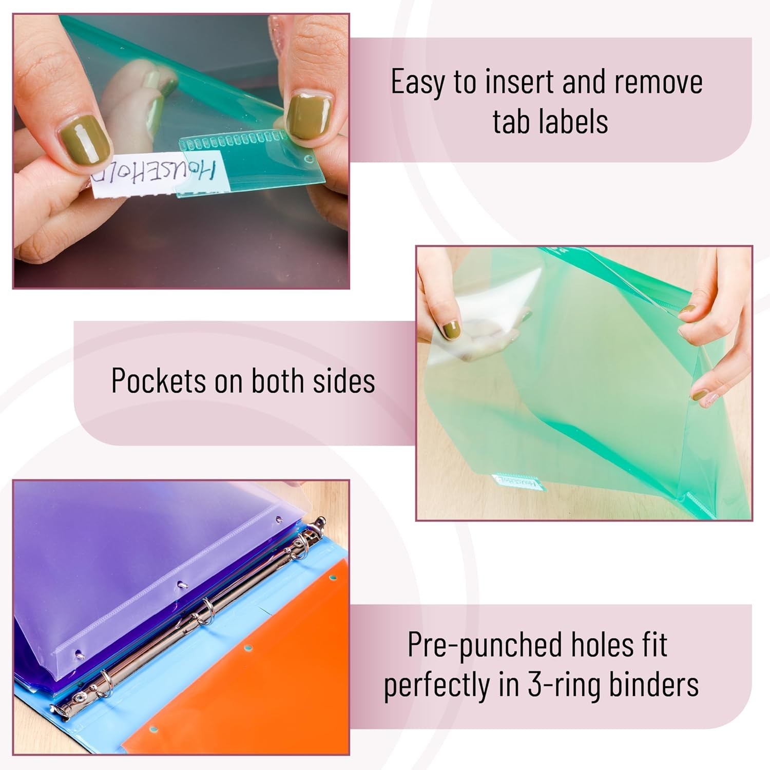 8 Colorful Pocket Dividers for Binders – Durable, Tear-Resistant & Customizable