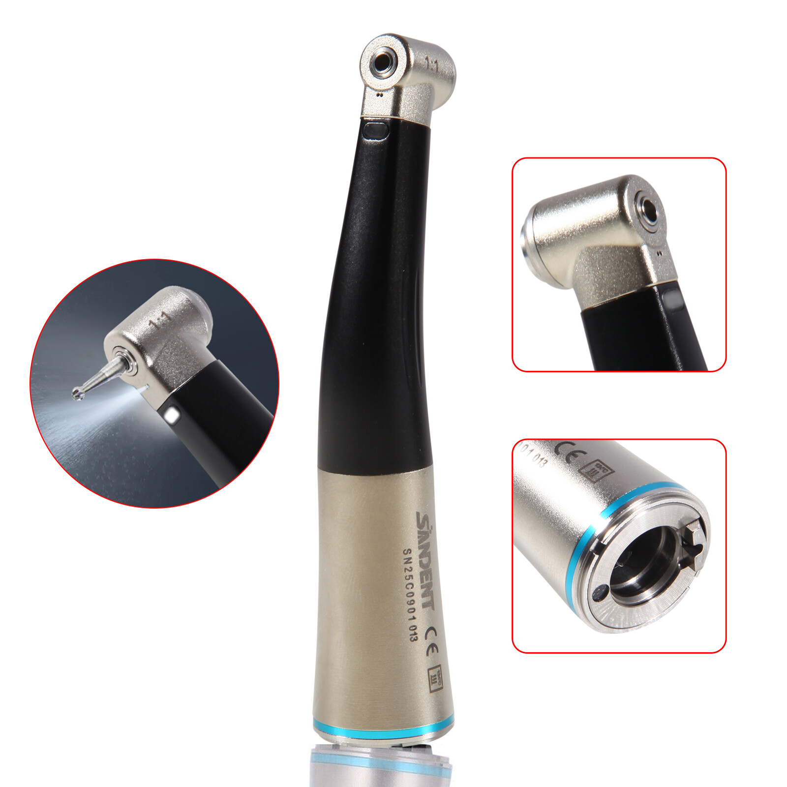1-5* NSK Style Dental Fiber Optic 1:1 Contra Angle Handpiece Inner Push E-Type