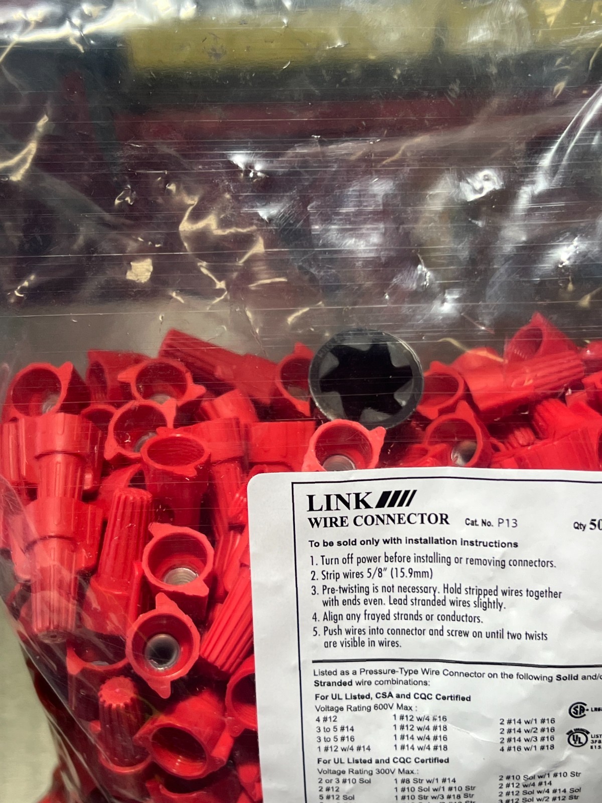 Red Winged 500PCS Type Twist Cable Wire Nuts Connector AWG 22-8 Gauge With Tool