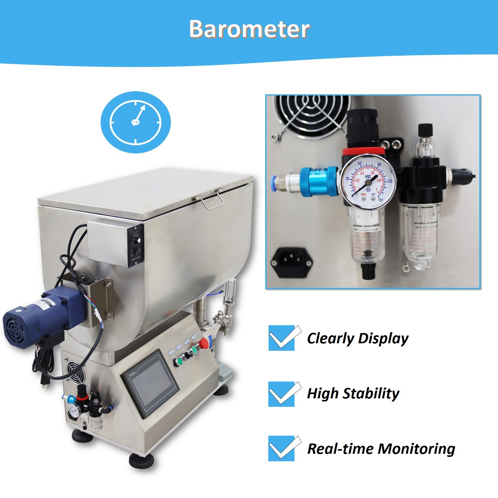 10-50000ml Rotary Pump Filling Machine Liquid Paste Filler 80L Mixing Hopper110V