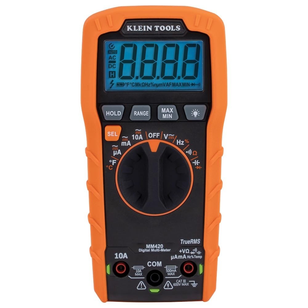 Digital Multimeter Auto-Ranging TRMS 600V AC/DC Voltage 10A Current 50MΩ Resista