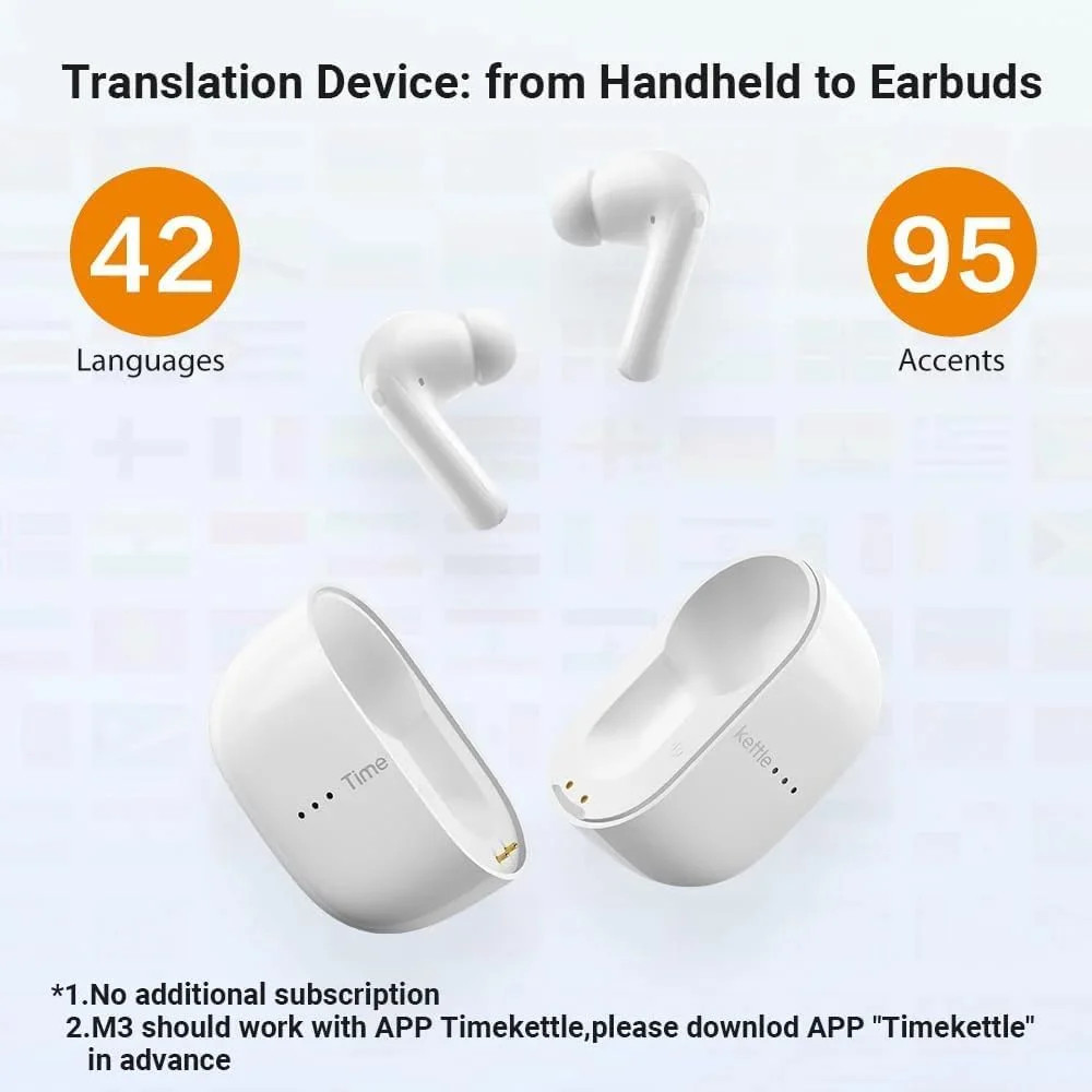 Timekettle M3 3-in-1 Language Translator Earbuds, Real-Time Translation in 43 La