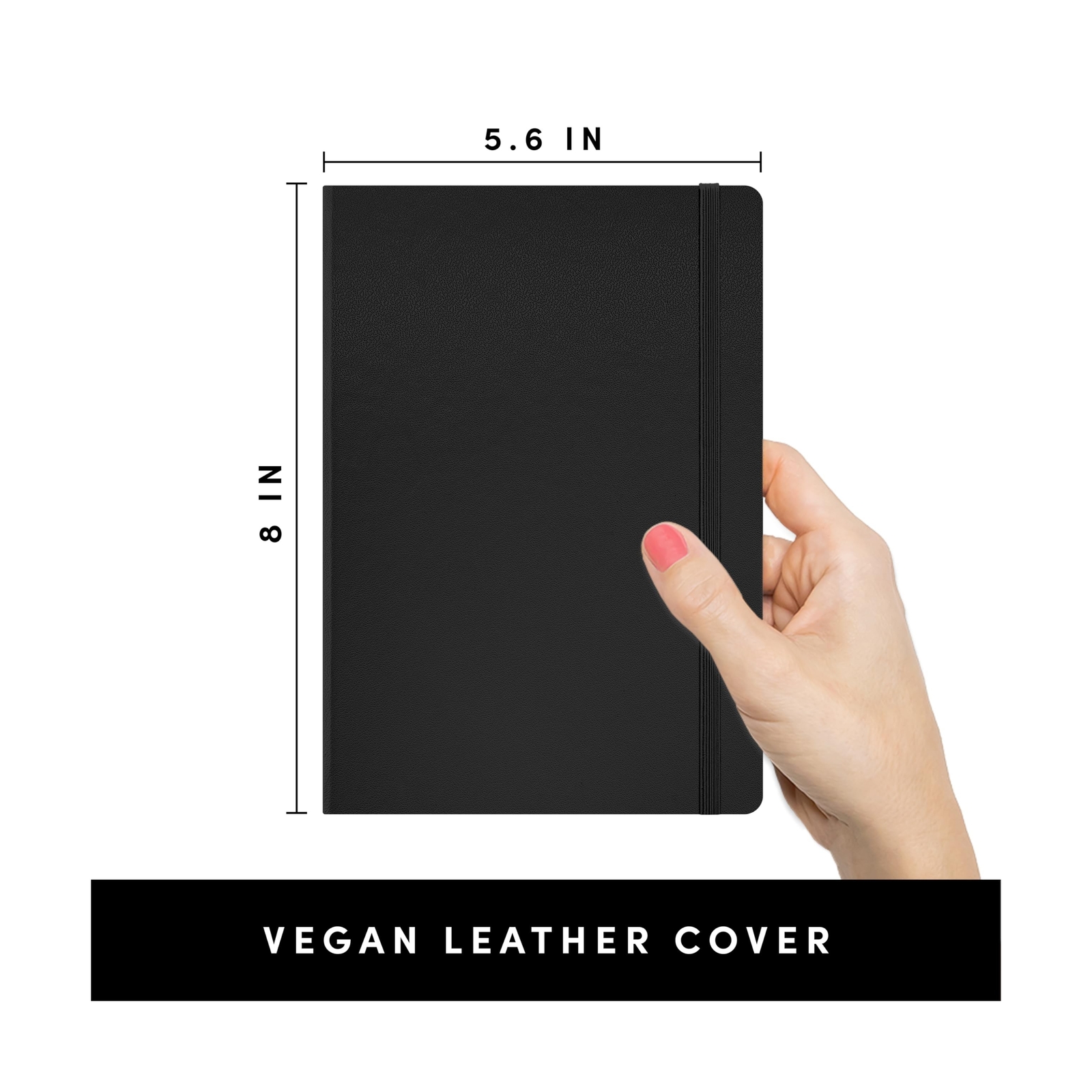 PAPERAGE Blank Journal Notebook, (Black), 160 Pages, Medium 5.6 in x 8 in – 1…
