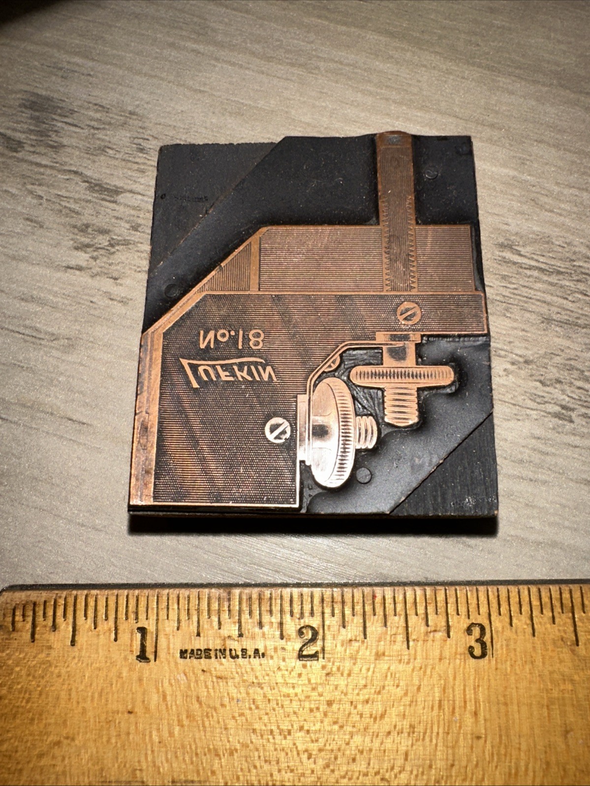 Printing Letterpress Print Block ( Lufkin No.18 ) Nice Image! Old Tool